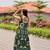 Navratri wear green color georgette printed gamthi & mirror -codi lace work gown full stitched