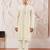 Boys cream silk blend jacquard kurta pyjama set