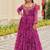 Navratri wear purple color georgette bandhni printed gamthi & mirror work gown full stitched