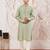 Boys mint green silk blend jacquard kurta pyjama set