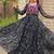 Navratri wear black color georgette bandhni printed thread embroidered mirror -codi lace work gown full stitched