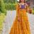 Navratri wear yellow color georgette bandhni printed thread embroidered mirror -codi lace work gown full stitched