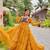 Navratri wear yellow color georgette bandhni printed thread embroidered mirror -codi lace work gown full stitched