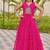 Navratri wear pink color georgette bandhni printed thread embroidered mirror work gown full stitched