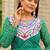 Navratri wear green color georgette bandhni printed thread embroidered mirror work gown full stitched