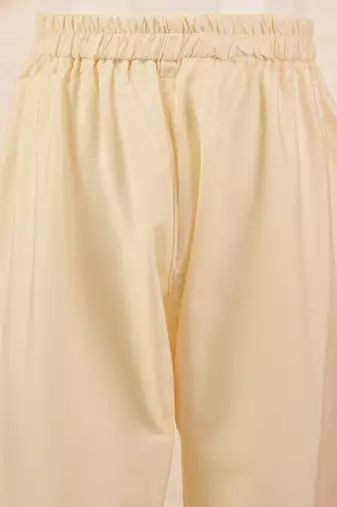 Boys yellow viscose silk zari embroidery bengali style kurta pyjama set