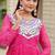 Navratri wear pink color georgette bandhni printed thread embroidered mirror work gown full stitched