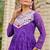 Navratri wear purple color georgette bandhni printed thread embroidered mirror work gown full stitched
