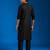 Boys black cotton hand embroidery kurta pyjama set