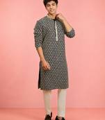 Boys black rayon sequin embroidery kurta pyjama set