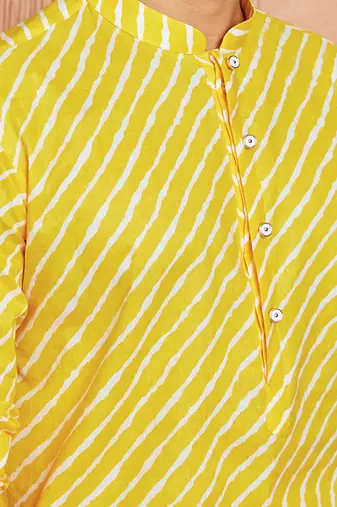 Boys yellow sequin print kurta pyjama set