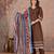 Brown cotton anarkali kurti-pant-dupatta set