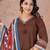 Brown cotton anarkali kurti-pant-dupatta set