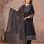 Black cotton anarkali kurti-pant-dupatta set