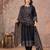 Black cotton anarkali kurti-pant-dupatta set