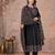 Black cotton anarkali kurti-pant-dupatta set