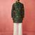 Boys bottle green muslin digital print kurta flare pant set
