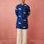 Boys blue sequin print kurta pyjama set