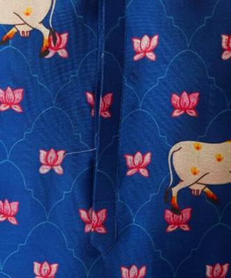 Boys blue sequin print kurta pyjama set 2