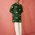 Boys green rayon digital print kurta flare pant set