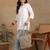 Women white floral  embroidered lucknowi chikankari pure cotton short kurta