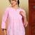 Women pink floral hand embroidered lucknowi chikankari pure cotton short kurta