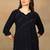Women navy blue ethnic motifs embroidered chikankari rayon cotton short kurti