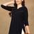 Women navy blue ethnic motifs embroidered chikankari rayon cotton short kurti