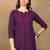 Women purple floral chikankari embroidered liva rayon flared short kurta kurtis
