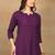 Women purple floral chikankari embroidered liva rayon flared short kurta kurtis