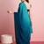 Blue plain poly silk party wear saree with blouse piece