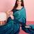 Blue plain poly silk party wear saree with blouse piece