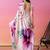 Cream printed art silk traditional saree with blouse piece