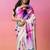 Cream printed art silk traditional saree with blouse piece