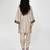 Champagne beige embroidered texture silk kurta dhoti set