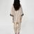 Champagne beige embroidered texture silk kurta and dhoti salwar