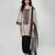 Champagne beige embroidered texture silk kurta black dhoti set