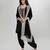 Black embroidered matt blended silk kurta dhoti set