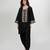 Black embroidered matt blended silk kurta and dhoti salwar