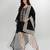 Black embroidered matt blended silk kurta beige dhoti set