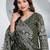 Green cotton angrakha pattern kurti-pant-dupatta set