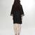 Black embroidered matt blended silk kurta beige dhoti set