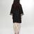 Black embroidered matt blended silk kurta and beige dhoti salwar
