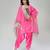 Fuchsia pink embroidered texture silk kurta dhoti set