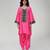 Fuchsia pink embroidered texture silk kurta dhoti set