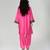 Fuchsia pink embroidered texture silk kurta dhoti set