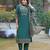 Green cotton printed straight kurti-pant-dupatta set