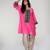 Fuchsia pink embroidered texture silk kurta beige dhoti set