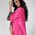 Fuchsia pink embroidered texture silk kurta beige dhoti set