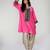 Fuchsia pink embroidered texture silk kurta and beige dhoti salwar
